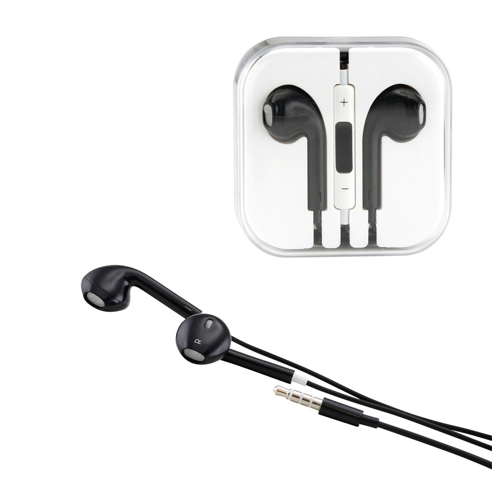 iPHONE AUX Style Stereo EarPHONE Headset with Mic and Volume Control (Black)